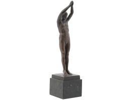 ANTIQUE BRONZE HALF NUDE DIVER FIGURE ON A BASE