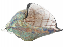 LARGE HAND BLOWN MURANO GLASS SEASHELL DECORATION