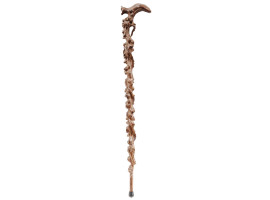 ORIENTAL MANNER HAND CARVED WOODEN WALKING CANE