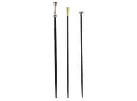 VINTAGE BLACK WOOD STERLING SILVER WALKING CANES