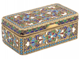 IMPERIAL RUSSIAN GILT SILVER ENAMEL TRINKET BOX