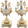 ANTIQUE ONYX CHAMPLEVE ENAMEL BRONZE CANDLESTICKS PIC-2