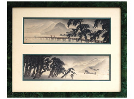 JAPANESE LANDSCAPE WATERCOLOR PAINTINGS SIGNED