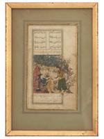 ANTIQUE INDO PERSIAN MUGHAL GARDEN SCENE PAINTING