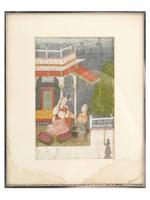 ANTIQUE INDO PERSIAN MUGHAL COURT SCENE PAINTING