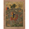 ANTIQUE PERSIAN MINATURE PAINTING HUNTING SCENE PIC-1