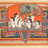 INDIAN MUGHAL MINIATURE PAINTING KRISHNA AND GOPI PIC-1