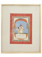 ANTIQUE INDO PERSIAN MUGHAL WINDOW SCENE PAINTING