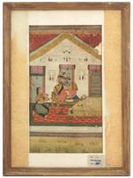 ANTIQUE INDO PERSIAN MUGHAL COURT SCENE PAINTING