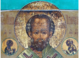 ANTIQUE RUSSIAN ORTHODOX ICON OF SAINT NICHOLAS