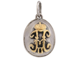 RUSSIAN 88 SILVER IMPERIAL MONOGRAM EGG PENDANT