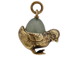 RUSSIAN SILVER BAVENITE EGG PENDANT WITH BIRD