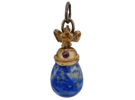 IMPERIAL RUSSIAN SILVER LAPIS LAZULI EGG PENDANT