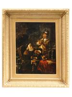 ANTIQUE 19TH C DUTCH SCHOOL GENRE OIL PAINTING