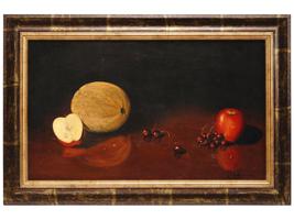 MIDCENT FRUIT STILL LIFE OIL PAINTING BY R. SANDS