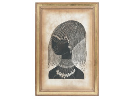 FRAMED BATIK PRINT AFRICAN WOMAN BY HEIDI LANGE