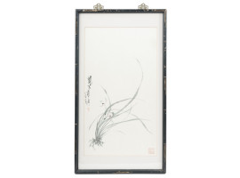 ANTIQUE CHINESE PLANT WATERCOLOR PAINTING ON SILK