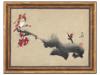 ANTIQUE CHINESE CHERRY BLOSSOM BIRD INK PAINTING PIC-0