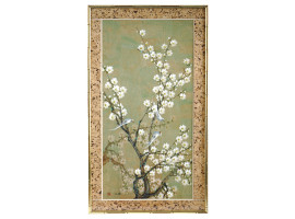 CHINESE WATERCOLOR PAINTING CHERRY BLOSSOM SIGNED