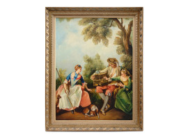 HUNGARIAN GALANT SCENE OIL PAINTING BY M. VADNAY