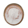 ANTIQUE WOMAN PROFILE CAMEO BROOCH W SILVER FRAME PIC-0