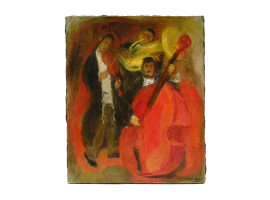 JUDAICA FRENCH MUSICIAN OIL PAINTING BY MANE KATZ