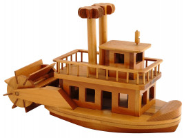 PLAYWOODS CO WOODEN PADDLE WHEEL STEAM BOAT TOY