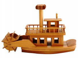 PLAYWOODS CO WOODEN PADDLE WHEEL STEAM BOAT TOY