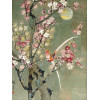 CHINESE SAKURA WATERCOLOR PAINTING ON CORK SIGNED PIC-1