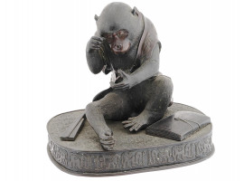 ANTIQUE JAPANESE MEIJI BRONZE MONKEY SCULPTURE