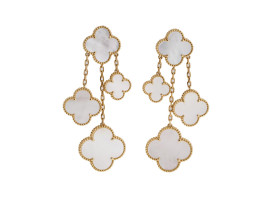 VAN CLEEF MAGIC ALHAMBRA 18K GOLD NACRE EARRINGS