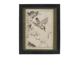 CHINESE WATERCOLOR PAINTING CHERRY BLOSSOM SIGNED