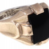 10K GOLD STERLING SILVER BLACK STONE JEWELRY RING PIC-0