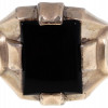 10K GOLD STERLING SILVER BLACK STONE JEWELRY RING PIC-1