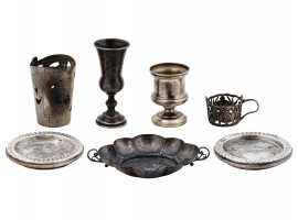 SILVER OF DIFFERENT GRADES DRINK AND TABLE WARES