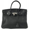 VINTAGE HERMES BIRKIN BLACK LEATHER HAND BAG PIC-1