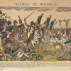 ANTIQUE FRENCH COLOR WOODCUT BATAILLE DE WATERLOO PIC-1