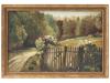 MID CENTURY PARK LANDSCAPE OIL PAINTING SIGNED PIC-0