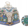 RUSSIAN 88 GILT SILVER CLOISONNE ENAMEL TEA CADDY PIC-1