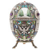 RUSSIAN SILVER ENAMEL EGG W MINIATURES AND STAND PIC-0