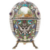 RUSSIAN SILVER ENAMEL EGG W MINIATURES AND STAND PIC-2