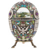 RUSSIAN SILVER ENAMEL EGG W MINIATURES AND STAND PIC-3