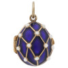 RUSSIAN EGG PENDANT GILT SILVER ENAMEL AND PEARLS PIC-2