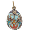 RUSSIAN 84 GILT SILVER AND ENAMEL EGG PENDANT PIC-0
