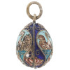 RUSSIAN 84 GILT SILVER AND ENAMEL EGG PENDANT PIC-2