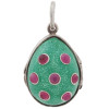 RUSSIAN SILVER ENAMEL AND RUBY EGG LOCKET PENDANT PIC-0