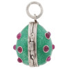 RUSSIAN SILVER ENAMEL AND RUBY EGG LOCKET PENDANT PIC-1