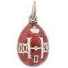 RUSSIAN 88 SILVER AND RED ENAMEL EGG PENDANT PIC-1