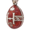 RUSSIAN 88 SILVER AND RED ENAMEL EGG PENDANT PIC-2