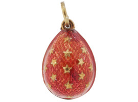 RUSSIAN 84 GILT SILVER ENAMEL EGG PENDANT